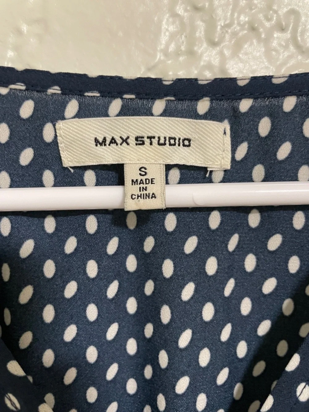 Max Studio Navy and White Polka Dot Midi Dress - Picture 2 of 9